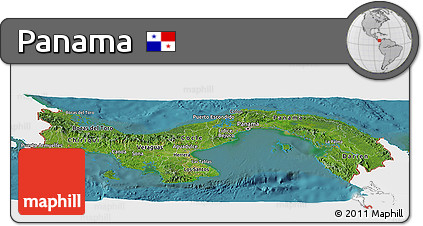 Satellite Panoramic Map of Panama, single color outside