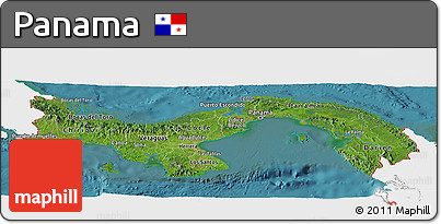 Satellite Panoramic Map of Panama, single color outside