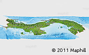 Satellite Panoramic Map of Panama, single color outside, shaded relief sea