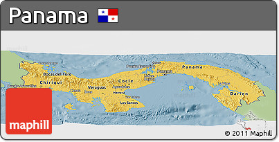 Savanna Style Panoramic Map of Panama, single color outside