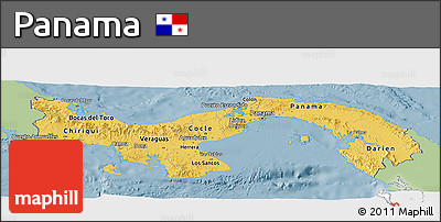Savanna Style Panoramic Map of Panama, single color outside