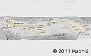 Shaded Relief Panoramic Map of Panama, desaturated