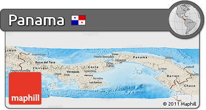 Shaded Relief Panoramic Map of Panama