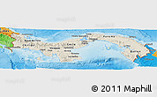 Shaded Relief Panoramic Map of Panama, political outside, shaded relief sea