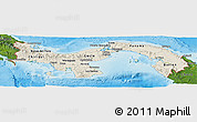 Shaded Relief Panoramic Map of Panama, satellite outside, shaded relief sea