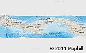 Shaded Relief Panoramic Map of Panama, semi-desaturated, land only