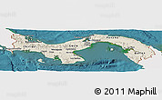 Shaded Relief Panoramic Map of Panama, single color outside, satellite sea