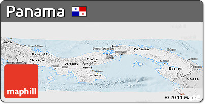 Silver Style Panoramic Map of Panama
