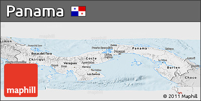 Silver Style Panoramic Map of Panama