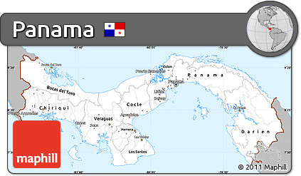 Gray Simple Map of Panama, single color outside