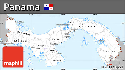 Gray Simple Map of Panama, single color outside