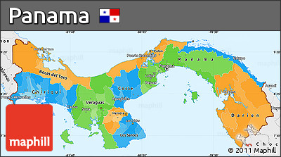 Political Simple Map of Panama, single color outside, borders and labels