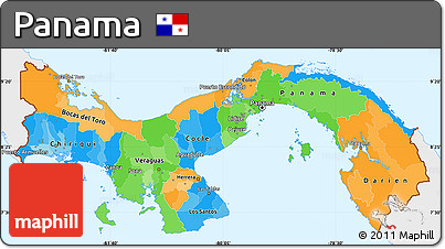 Political Simple Map of Panama, single color outside