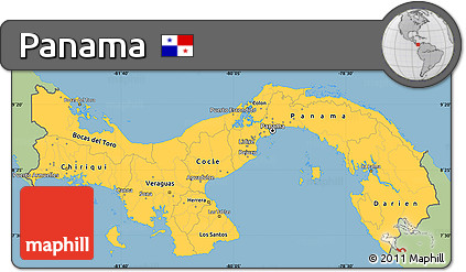 Savanna Style Simple Map of Panama, single color outside