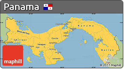 Savanna Style Simple Map of Panama, single color outside