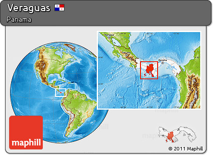 Physical Location Map of Veraguas, highlighted country