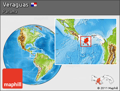 Physical Location Map of Veraguas, highlighted country