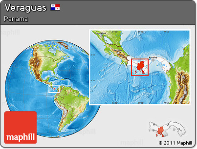 Physical Location Map of Veraguas, highlighted country