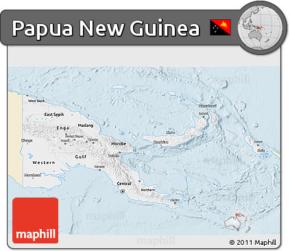 Classic Style 3D Map of Papua New Guinea, single color outside