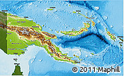 Physical 3D Map of Papua New Guinea, darken, land only