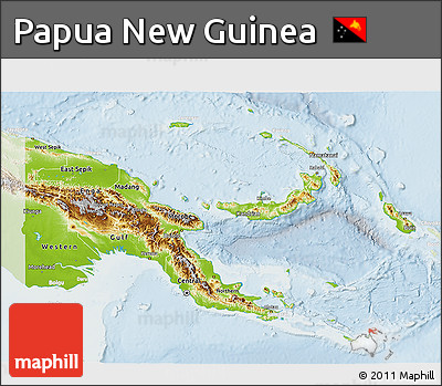 Physical 3D Map of Papua New Guinea, lighten