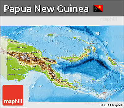 Physical 3D Map of Papua New Guinea, lighten, land only
