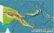 Physical 3D Map of Papua New Guinea, single color outside, satellite sea