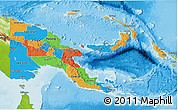 Political 3D Map of Papua New Guinea, physical outside