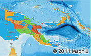 Political 3D Map of Papua New Guinea, political shades outside