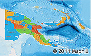 Political 3D Map of Papua New Guinea, single color outside