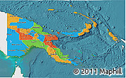 Political 3D Map of Papua New Guinea, single color outside, satellite sea