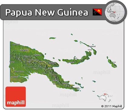 Satellite 3D Map of Papua New Guinea, cropped outside