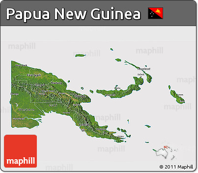 Satellite 3D Map of Papua New Guinea, cropped outside
