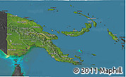 Satellite 3D Map of Papua New Guinea, darken, desaturated, land only