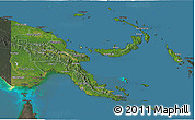 Satellite 3D Map of Papua New Guinea, darken, semi-desaturated, land only
