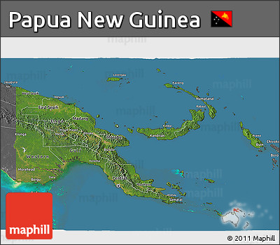 Satellite 3D Map of Papua New Guinea, desaturated, land only