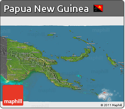 Satellite 3D Map of Papua New Guinea, desaturated, land only