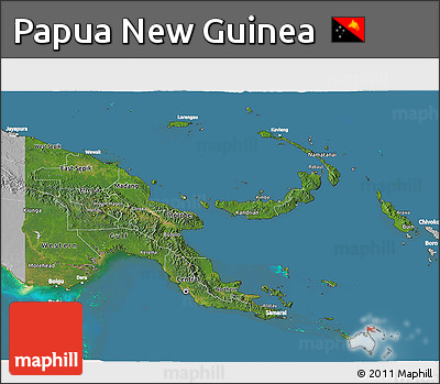 Satellite 3D Map of Papua New Guinea, lighten, desaturated, land only