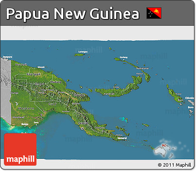 Satellite 3D Map of Papua New Guinea, lighten, desaturated, land only