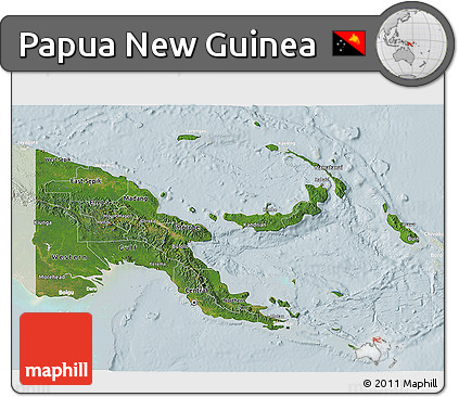 Satellite 3D Map of Papua New Guinea, lighten