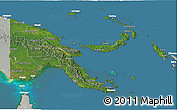 Satellite 3D Map of Papua New Guinea, lighten, semi-desaturated, land only