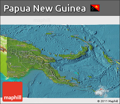 Satellite 3D Map of Papua New Guinea, physical outside, satellite sea