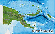 Satellite 3D Map of Papua New Guinea, single color outside, bathymetry sea, shaded relief sea