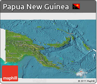 Satellite 3D Map of Papua New Guinea, single color outside