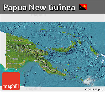 Satellite 3D Map of Papua New Guinea, single color outside