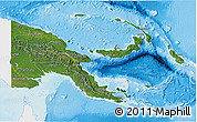 Satellite 3D Map of Papua New Guinea, single color outside, shaded relief sea