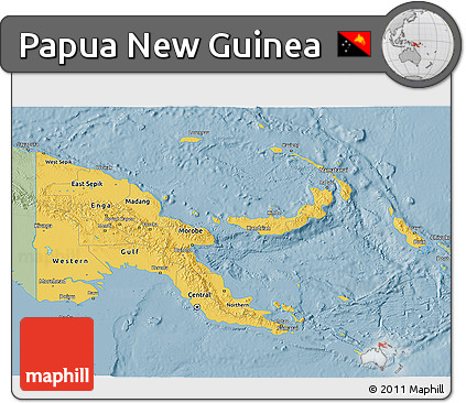 Savanna Style 3D Map of Papua New Guinea