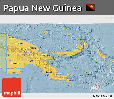 Savanna Style 3D Map of Papua New Guinea