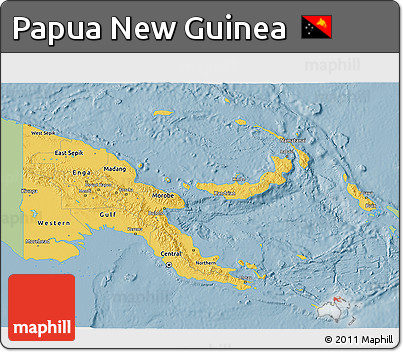 Savanna Style 3D Map of Papua New Guinea, single color outside