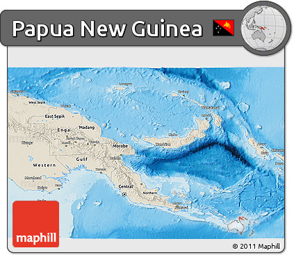 Shaded Relief 3D Map of Papua New Guinea
